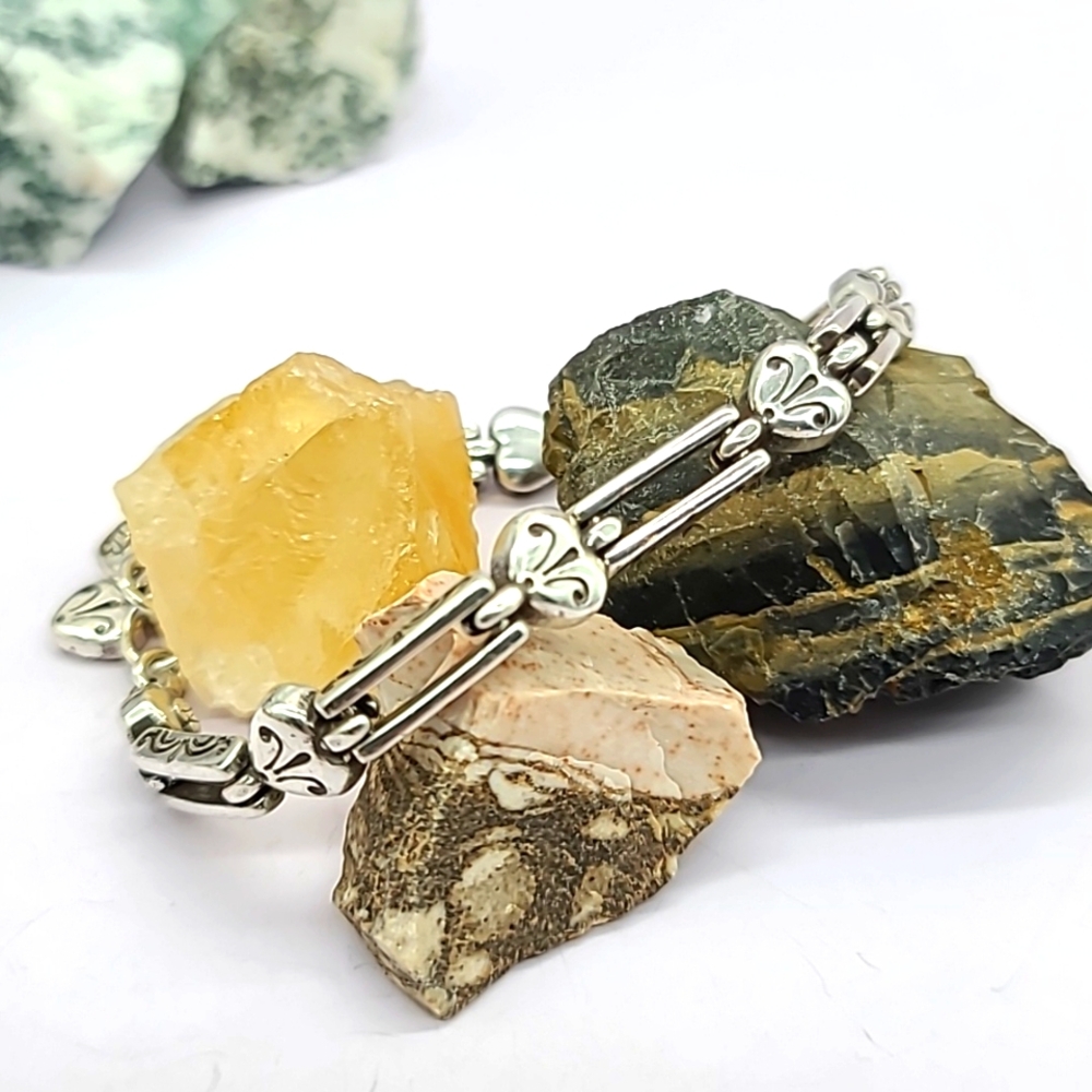 Brighton "POMPEII" Retired Elongated Link Reversible Bracelet with Dangles
